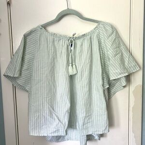 Old Navy Light Green Striped Blouse